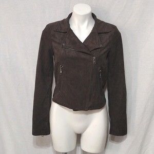 Astr The Label Cropped Faux Suede Leather Moto Jacket Small Edgy Chic Streetwear